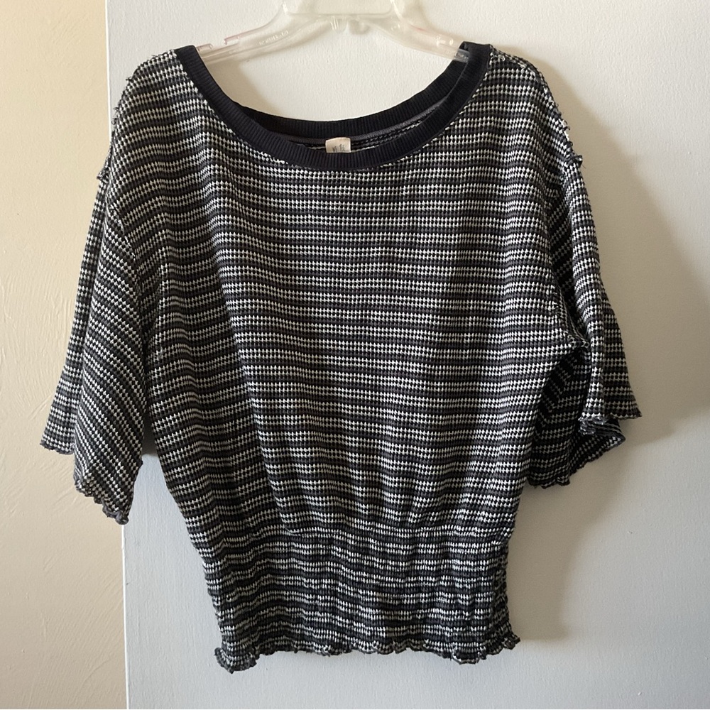 We The Free Black and White Striped Blouse